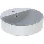 Lavabo sobre encimera serie Geberit VariForm, redondo, con orificio para el grifo: 45x45cm, Rebosadero=Visible, Blanco